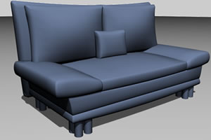 3D-Sofa mit angewendeten Materialien