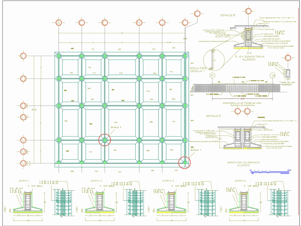 Detalhes da fundação - planta estrutural com detalhes