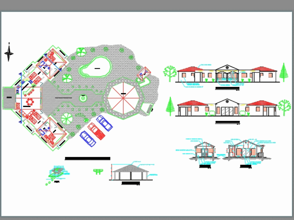 Casa campestre o casa de campo en AutoCAD | CAD (392.21 KB) | Bibliocad