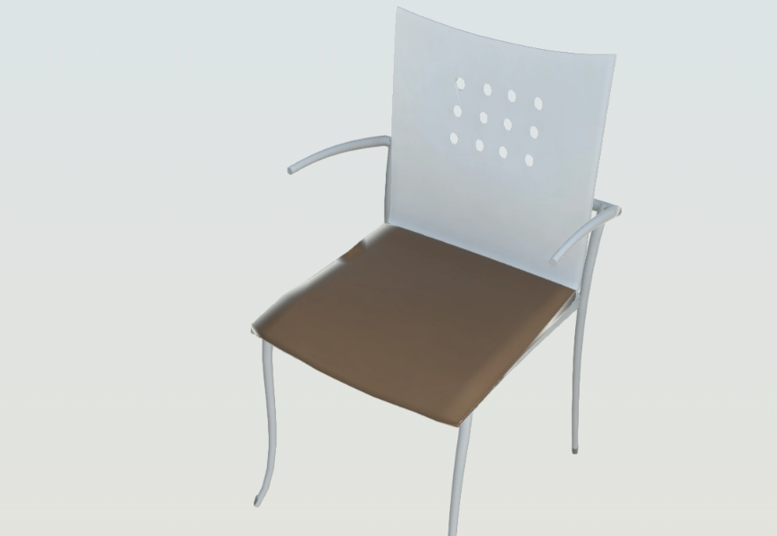 Chaise 3d avec bois stratifié et métal. Assise rembourrée