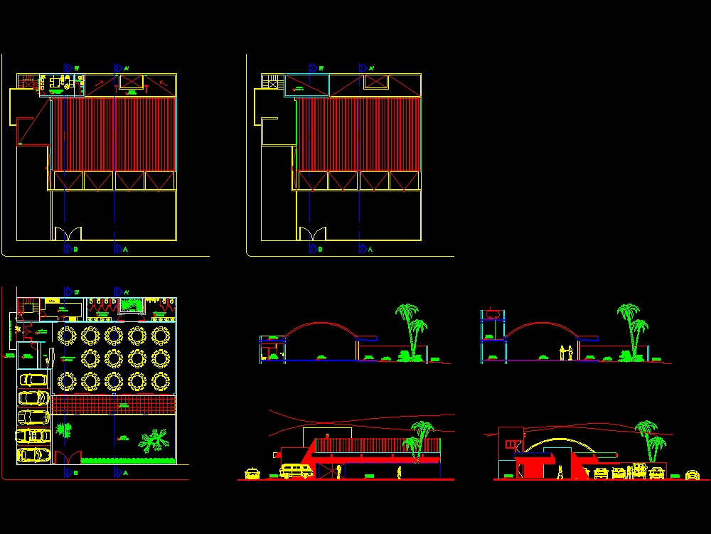 Salão de festas - bar em AutoCAD, Baixar CAD (3.73 MB)