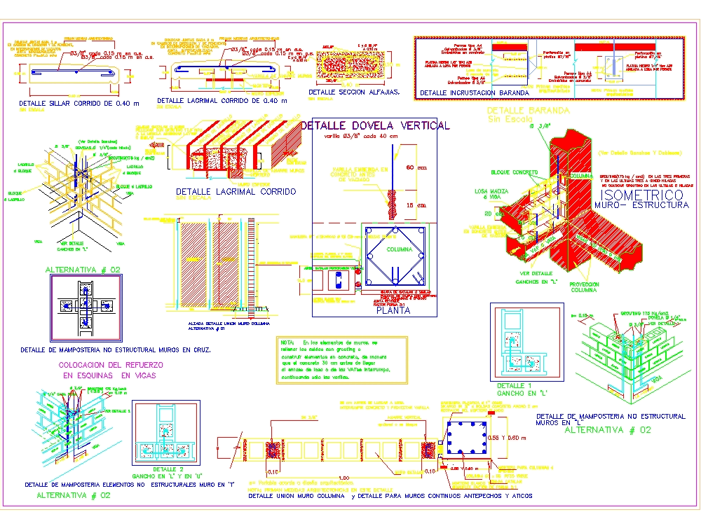 Details elements no structural seismic resistant