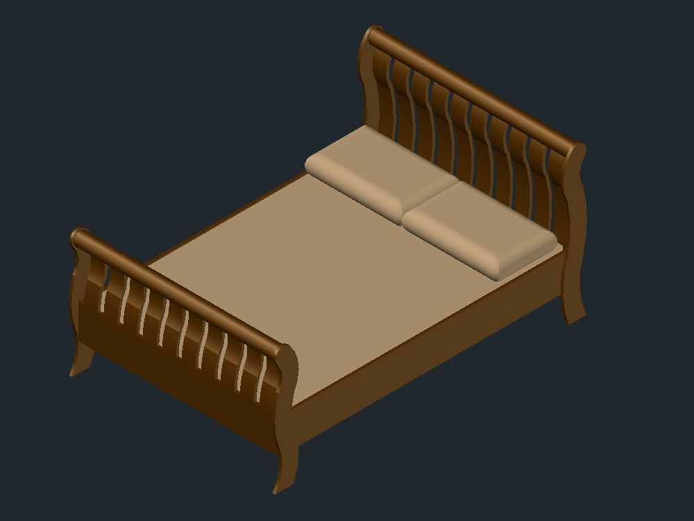 double bed in 3d