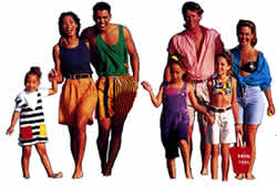 Grupo da família na praia