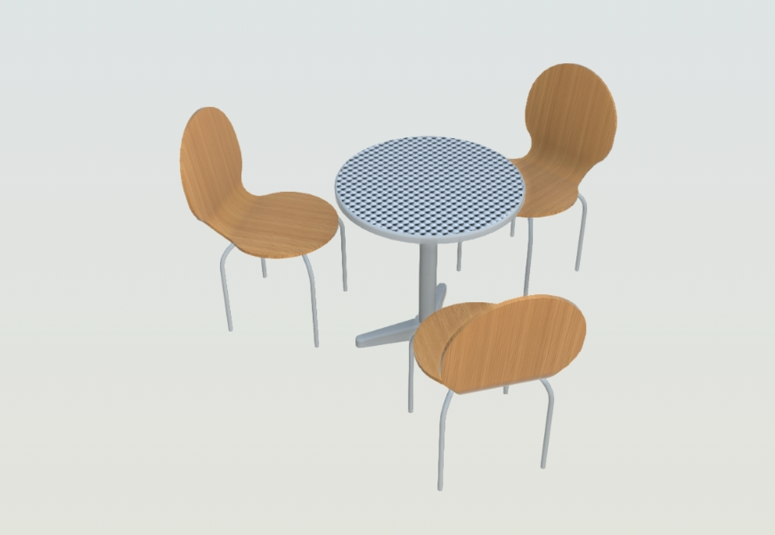 Aluminum table and chair 3D