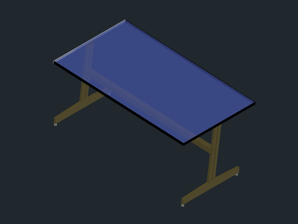 Rechteckiger Tisch mit Glasplatte