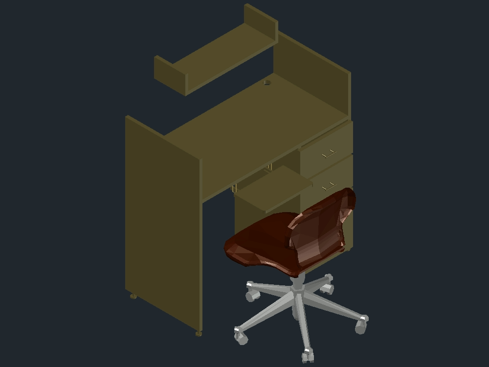 Arbeitstisch mit Stuhl in 3d