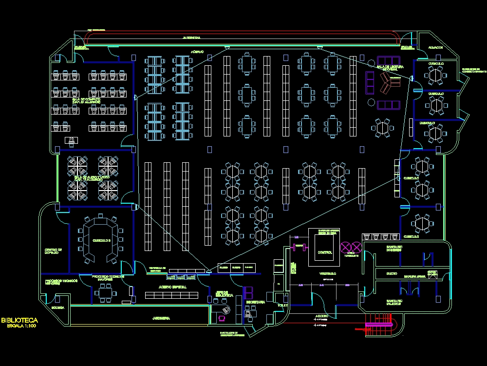 Bloques Autocad Biblioteca En Planta - Image to u