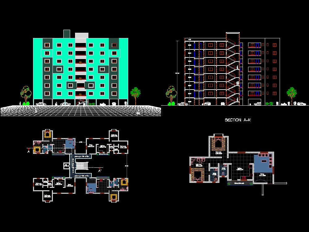 Edifício Residencial Em Autocad Baixar Cad 115 Mb Bibliocad 5465