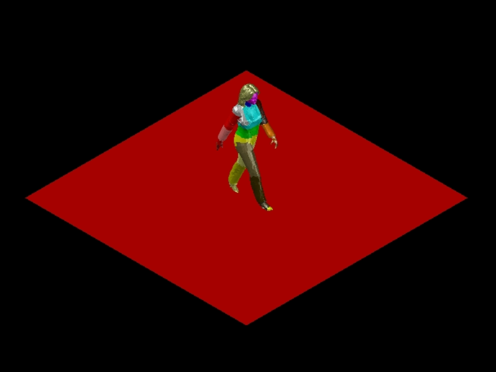 Femme marchant en 3D.