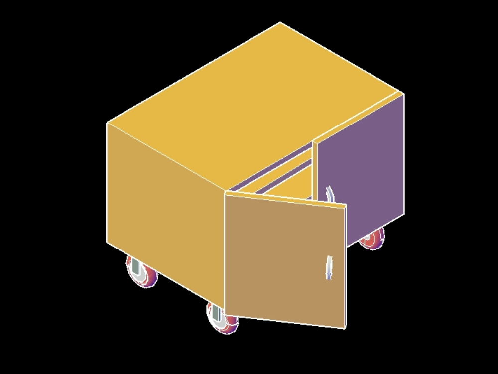 File cabinet with wheels in 3d.