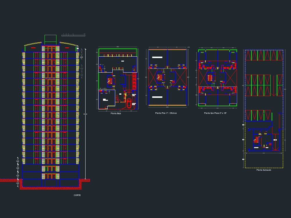 Edificio de viviendas y oficinas en AutoCAD CAD 122 27 