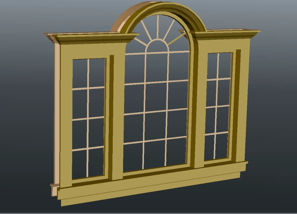 fenêtre à trois vantaux 3D