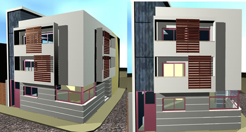 Habitação de três níveis 3d