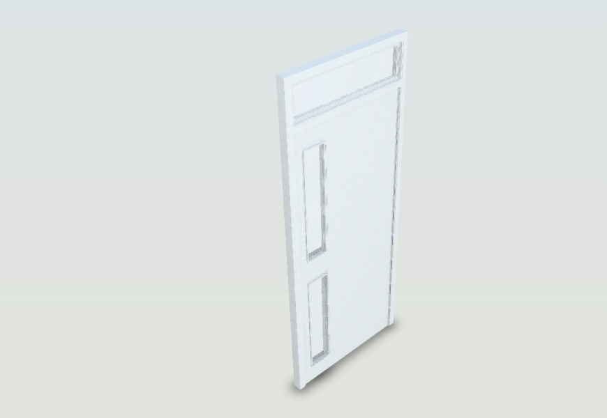 Flush wooden door with view in 3D