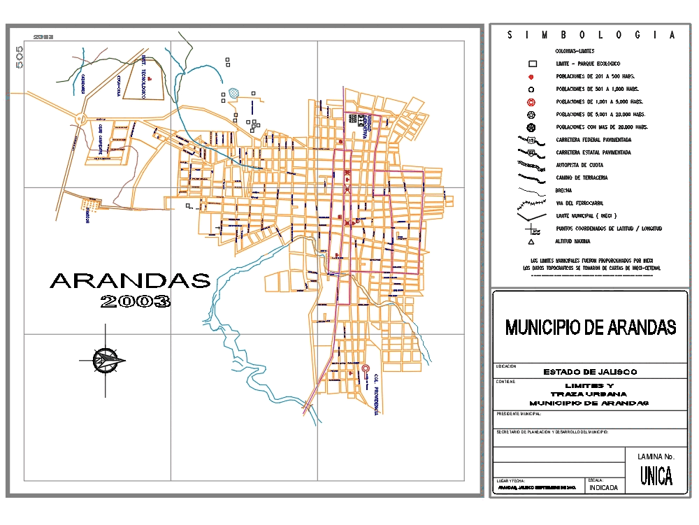 Plane Of Little Town Arandas In Jalisco 204 33 Kb Bibliocad