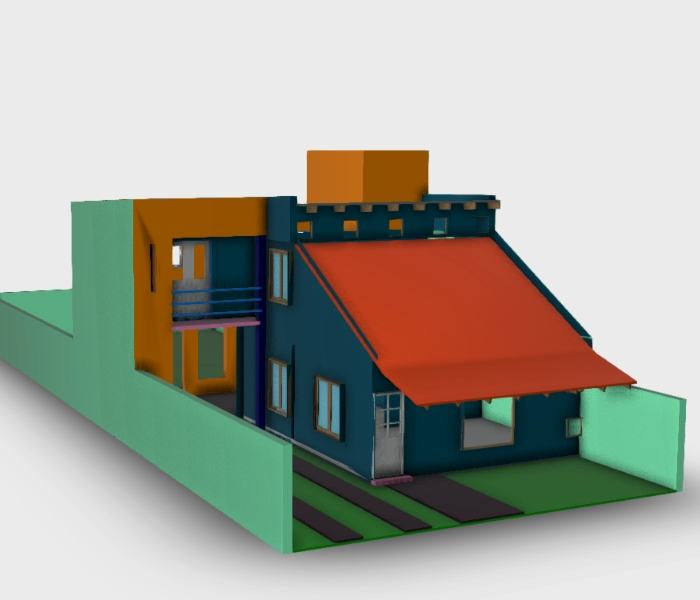 Casa unifamiliar en 3D;