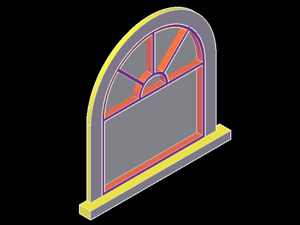 Window with arch in 3d.