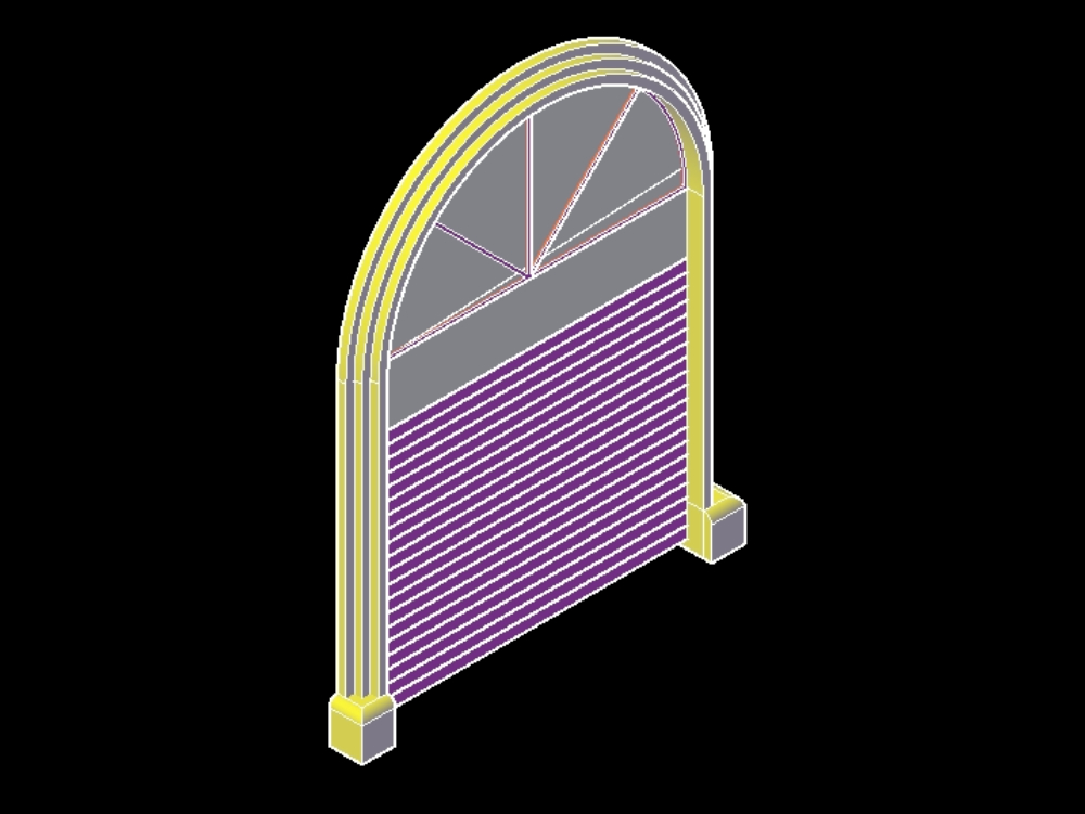 Puerta con arco en 3D. 