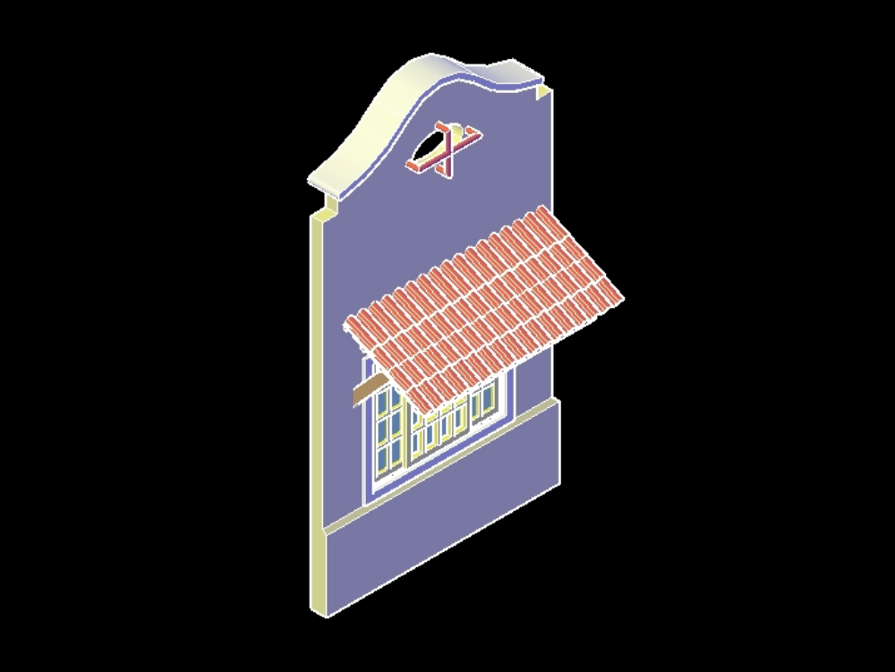 Window with eaves in 3d.