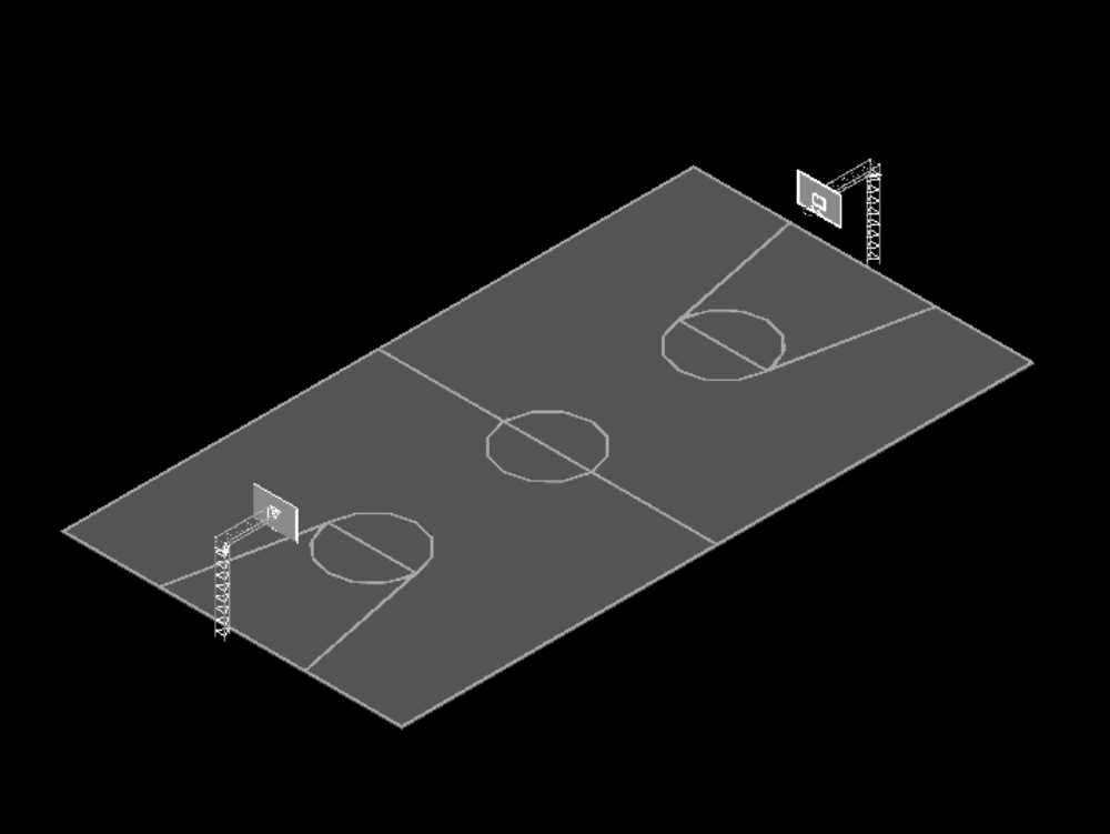 Cancha de basquetbol en 3d. en AutoCAD | CAD (276.94 KB) | Bibliocad