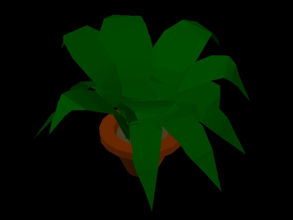 Pot with plant in 3d.