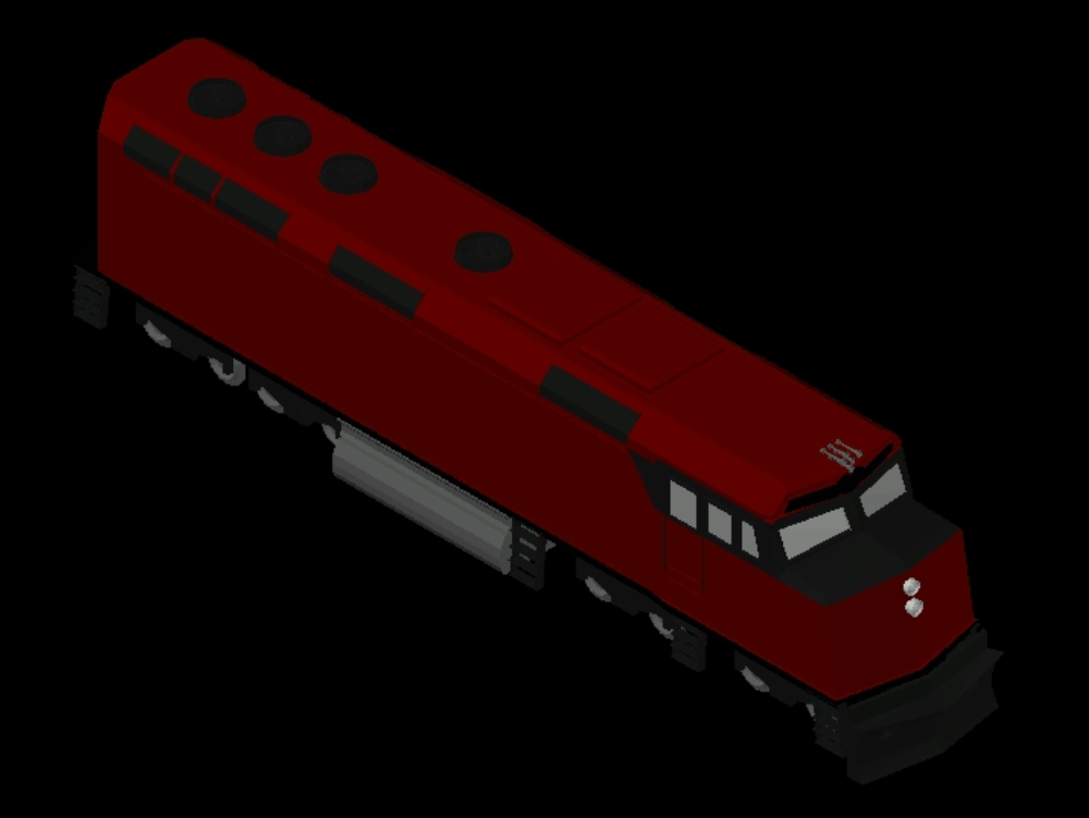 Lokomotive in 3D.