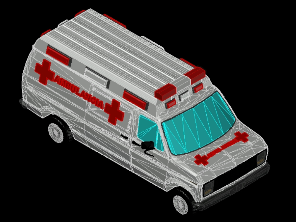 Krankenwagen in 3D.