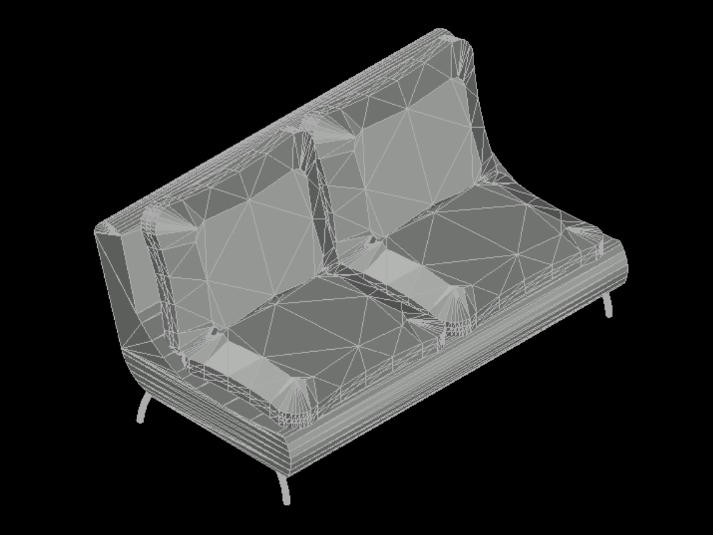 2-Sitzer-Sessel in 3D.