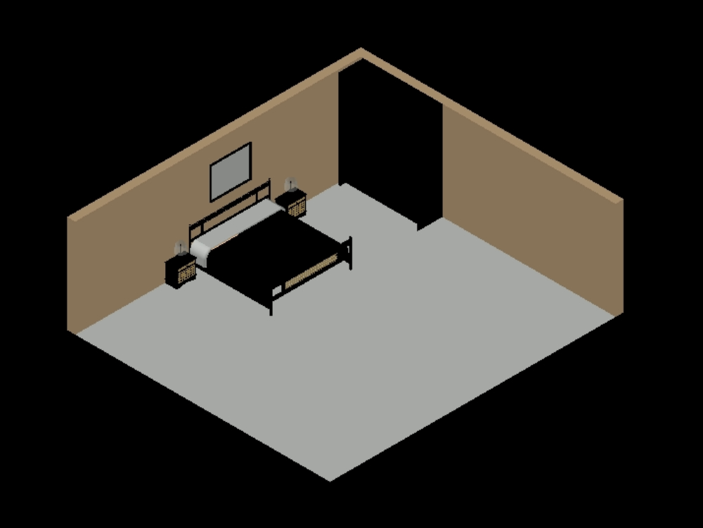Dormitorio en 3D.