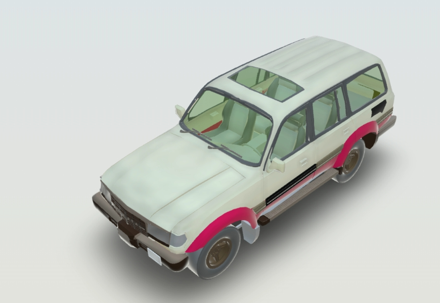 Voiture Toyota 3D avec des matériaux appliqués