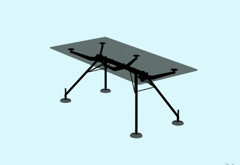 Table with glass cover and aluminum