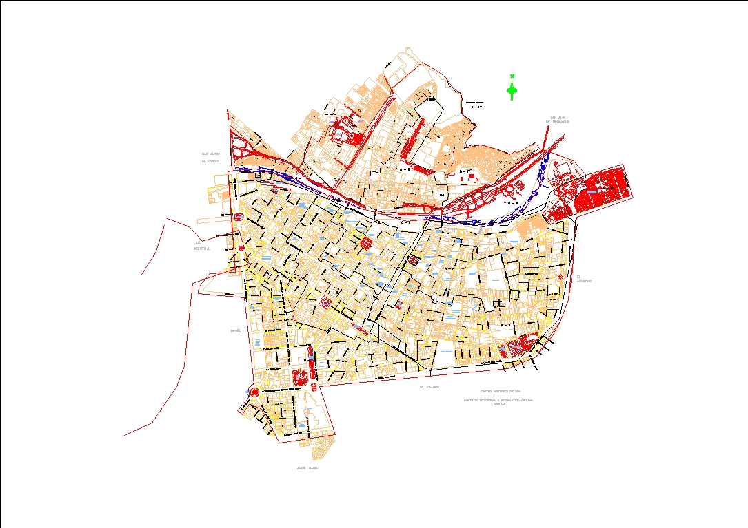 Carte du centre historique de Lima au Pérou