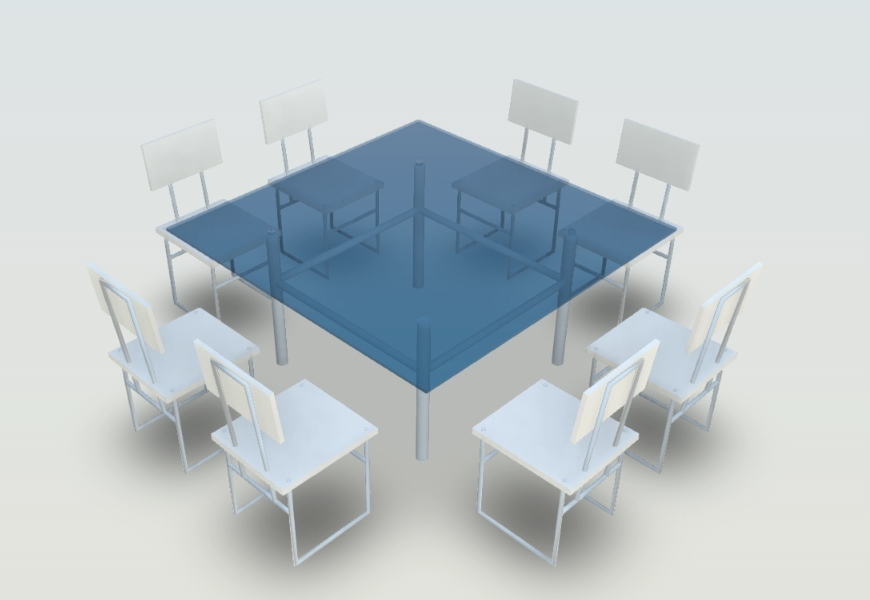 Set dining room 8 diners 3D