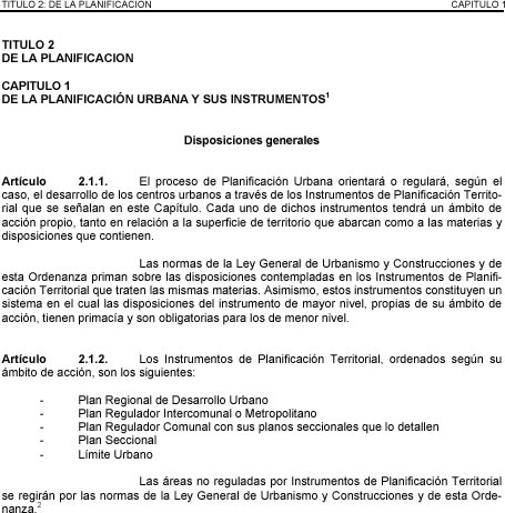 Legislação Geral de Planejamento e Construção Urbana Chile