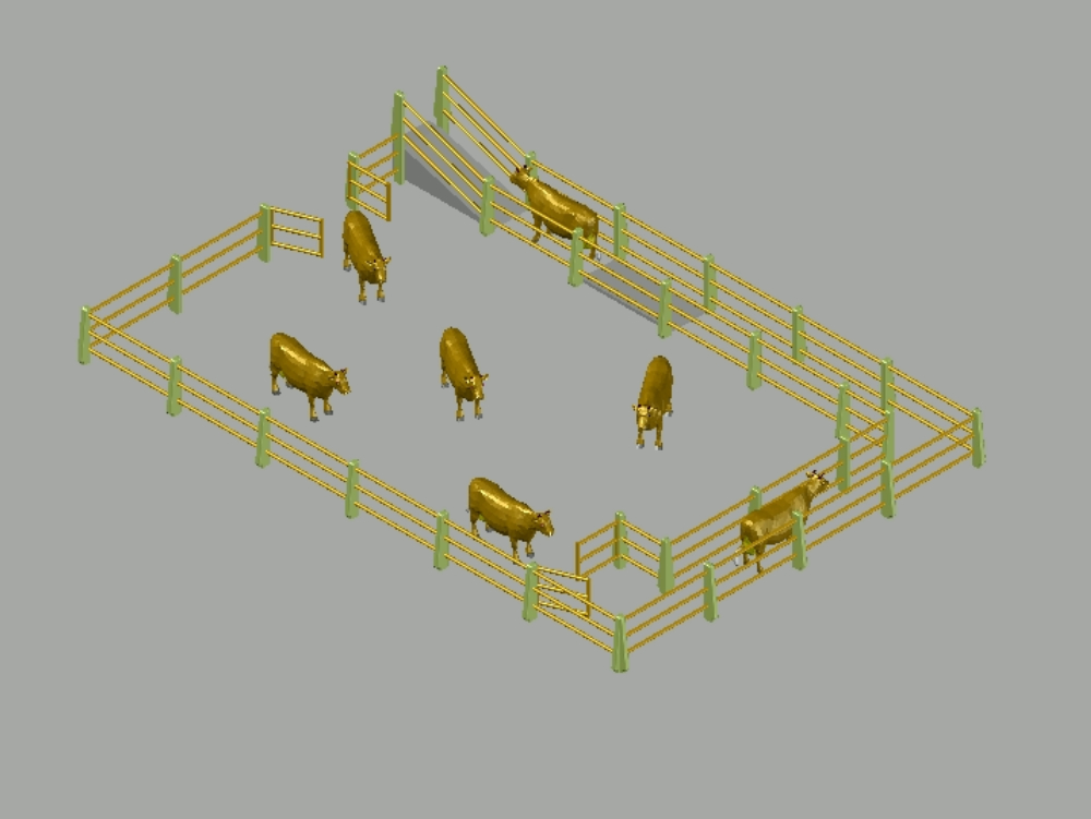 Enclos à bovins modèle 3D
