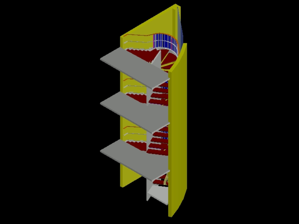 Gebäudetreppe in 3D.