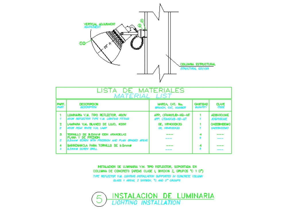 Instalaciones de luminarias en AutoCAD CAD (136.44 KB) Bibliocad
