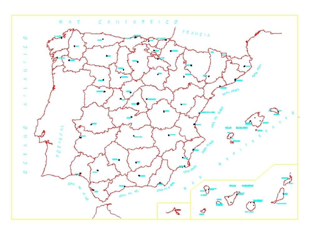 Carte de l'Espagne.
