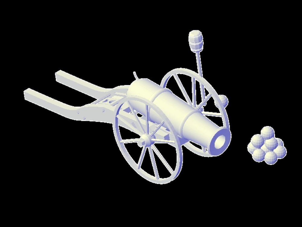 Cañón  de artillería en 3D.
