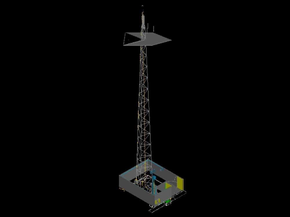 Telecommunications tower in 3d.