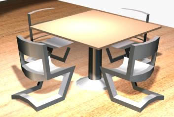 4 cadeiras e mesa 3D