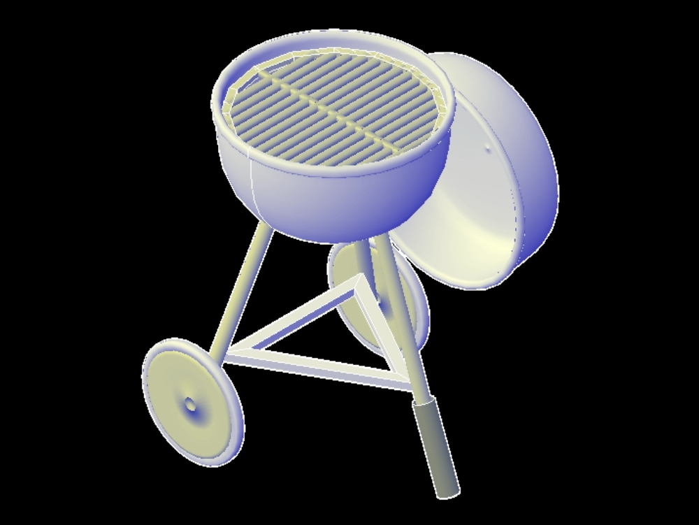 Portable grill in 3d.