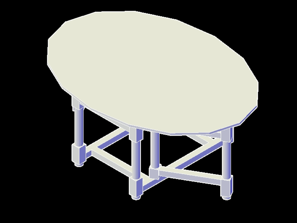 Mesa ovalada en 3D.