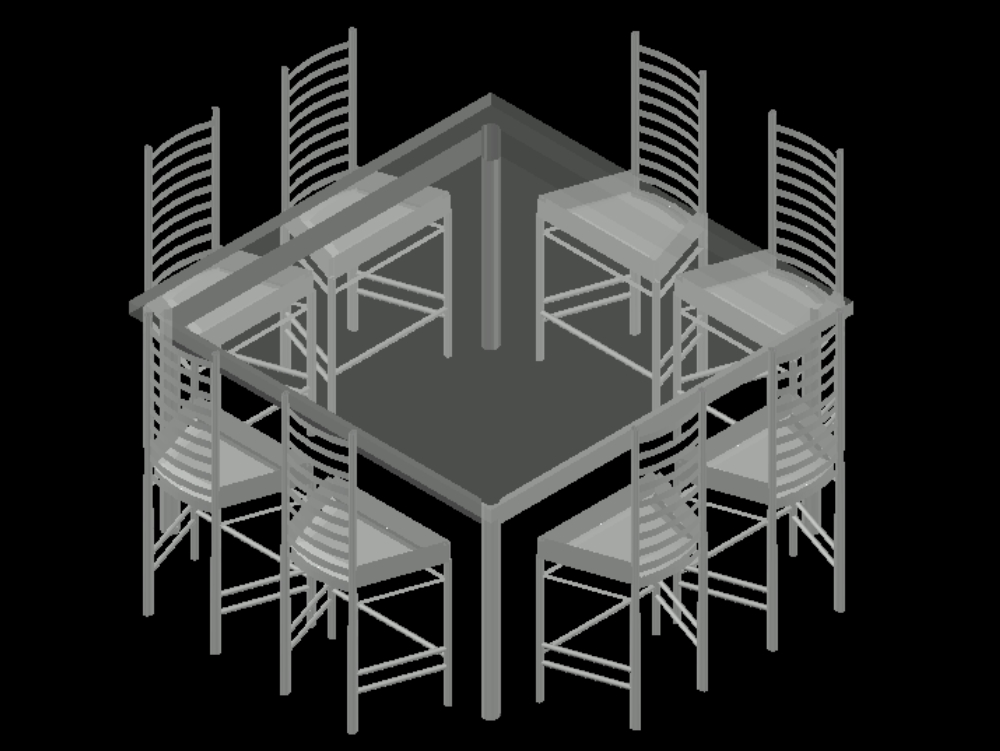 Mesa de comedor en 3D.