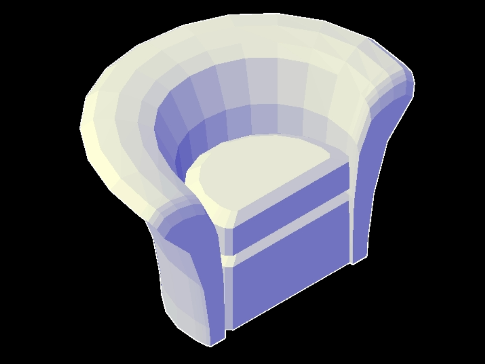 Einteiliger Sessel in 3D.