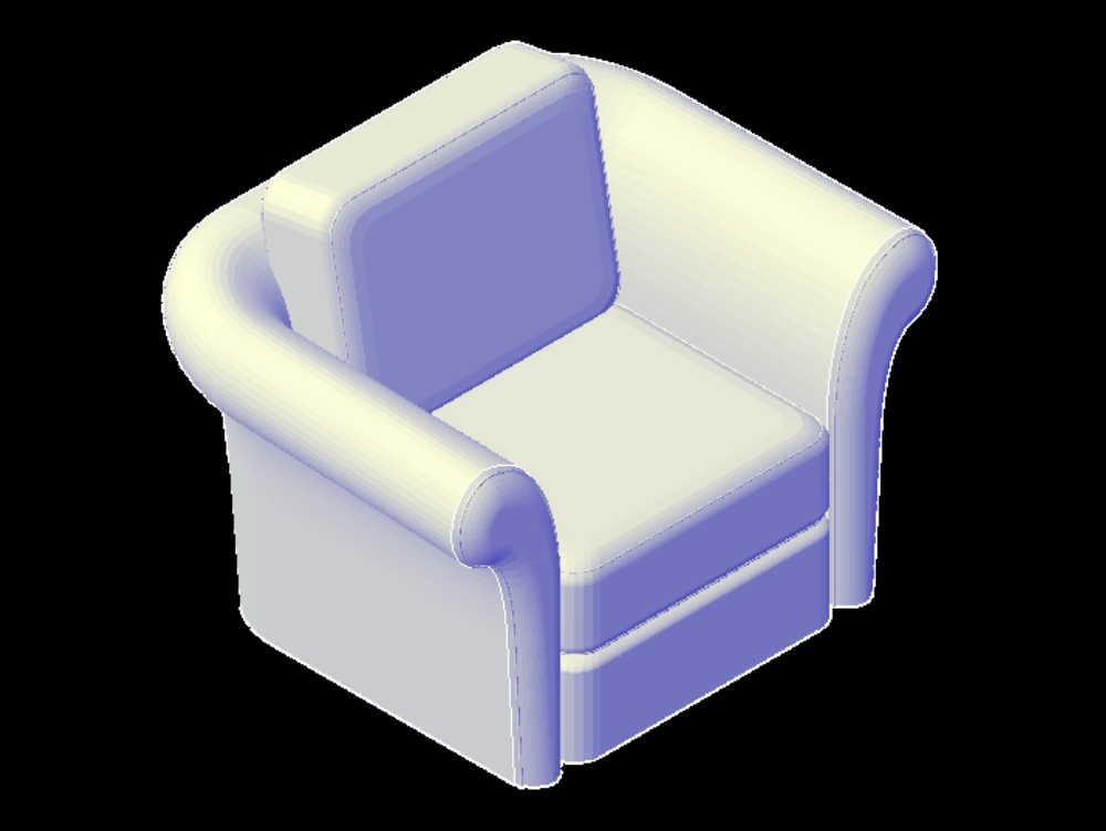 Einteiliger Sessel in 3D.