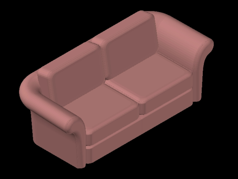 Zweisitzer-Sofa in 3D.