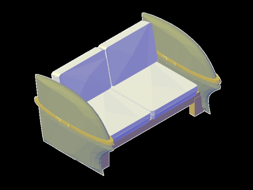 Two-section armchair in 3d.