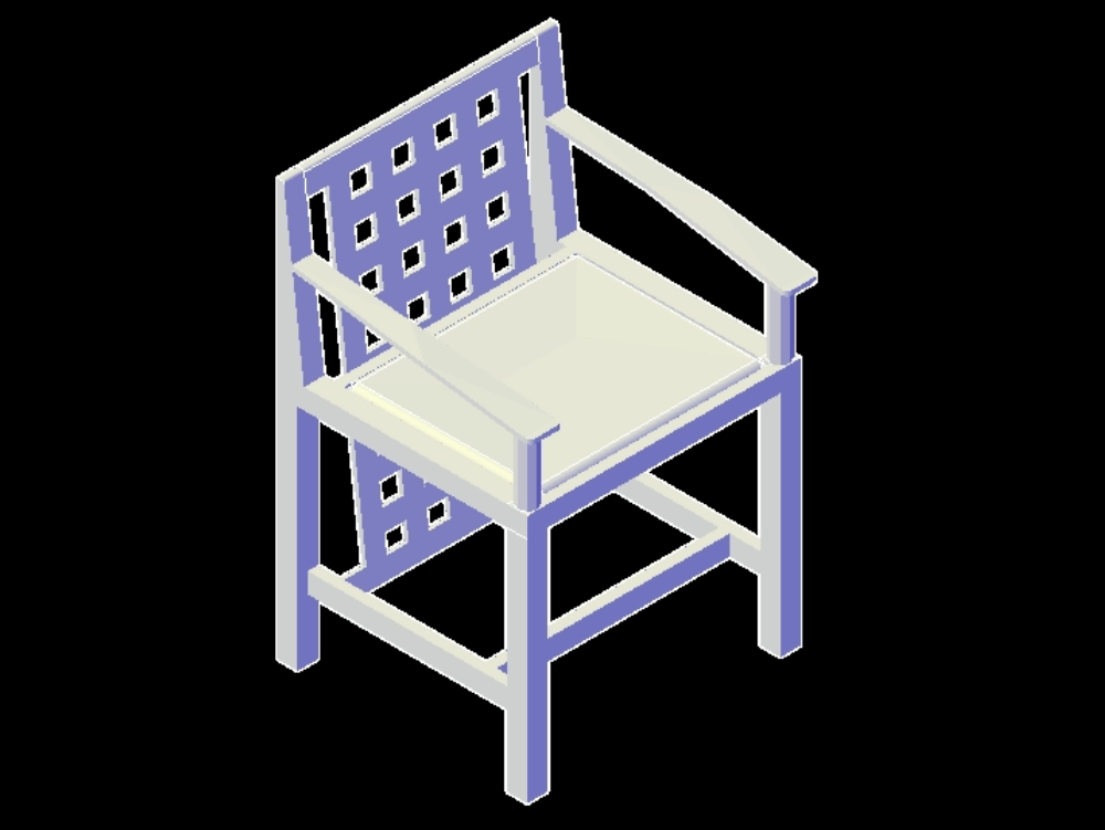 Cadeira de madeira e couro em 3d.